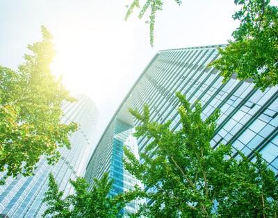 Building with grenery