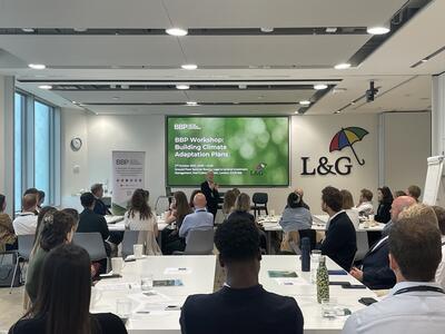 image of people looking at presentation